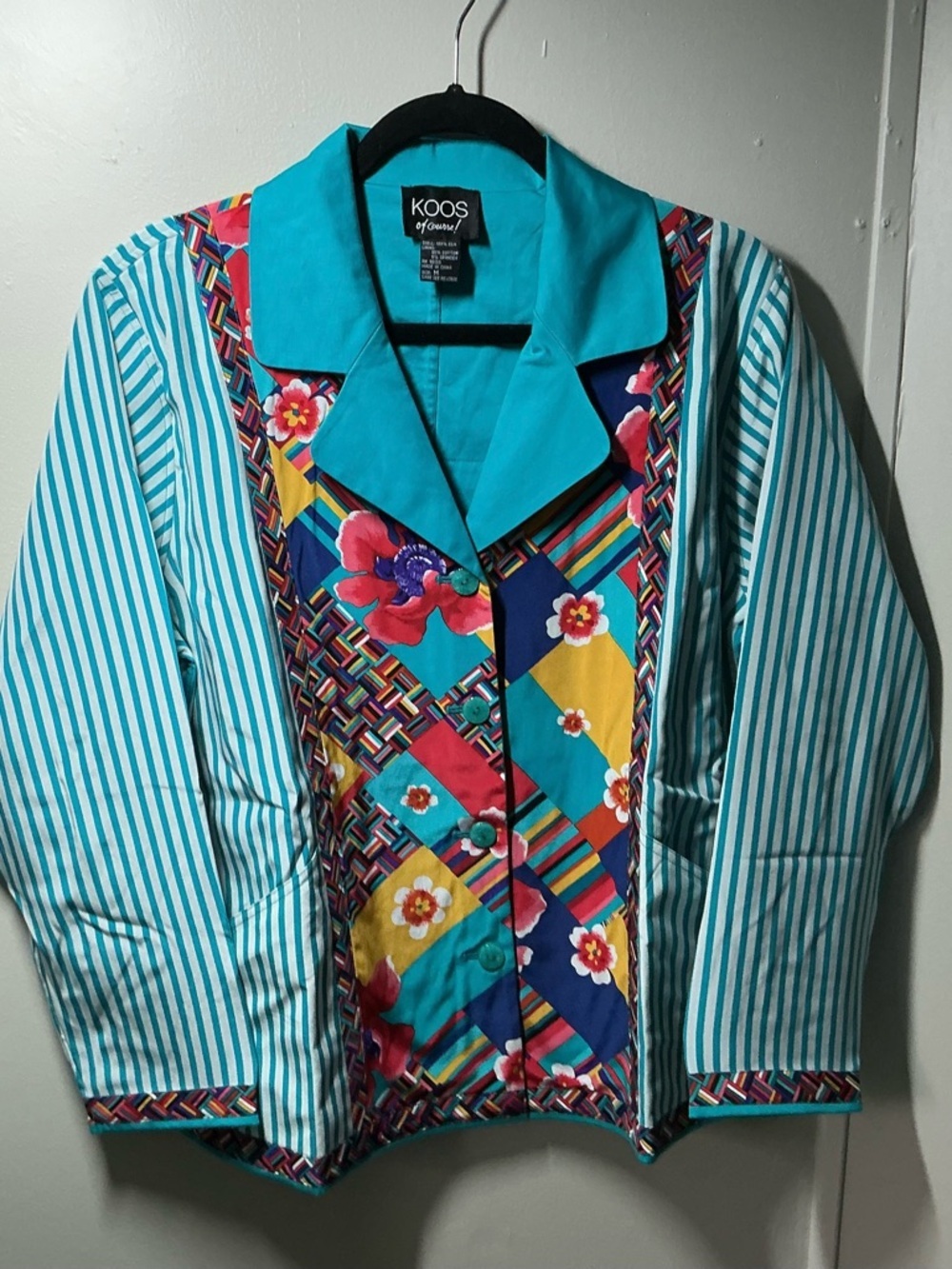 Koos silk reversible colorful jacket size medium - Picture 2 of 15